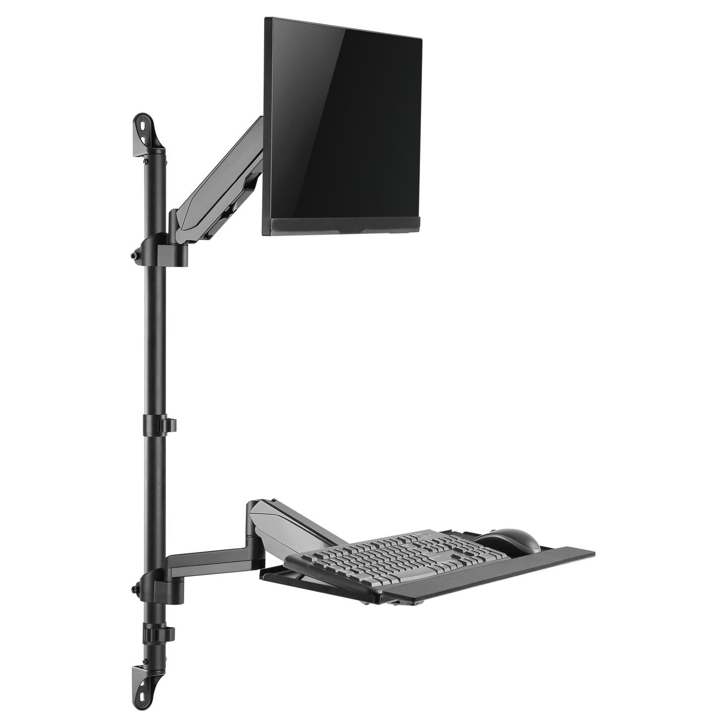 Mbajtëse për Monitor Equip 650170 / 1 Monitor / 17–32" / deri 8kg / VESA 75x75 & 100x100 / Gas Spring / Montim në Mur - Zezë