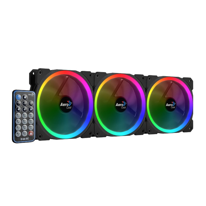 Ftohës për Kasë AeroCool Orbit RC / 120mm / 1200 RPM / RGB / 3-Pack – Zezë