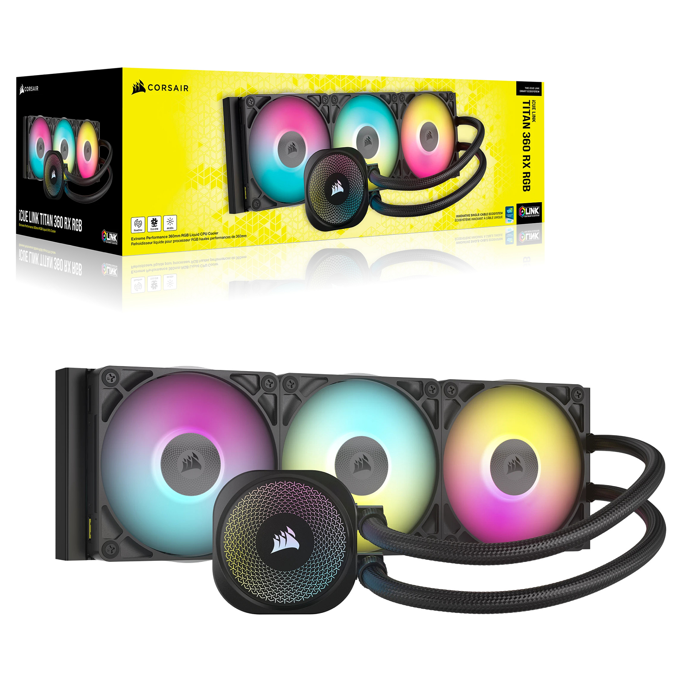 Ftohës për Procesor Corsair iCUE LINK TITAN RX RGB / AIO / 240mm / 2x120mm / RGB - Zezë - 6