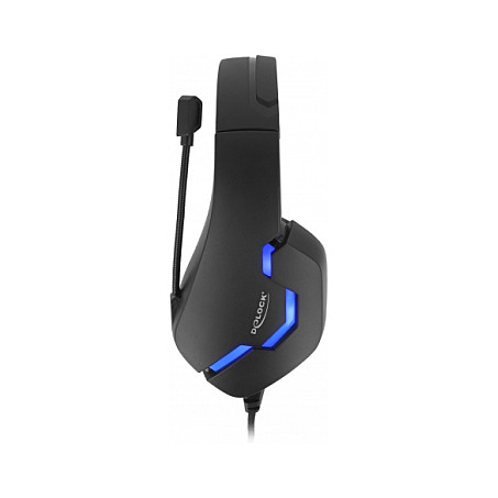 Kufje Gaming DeLOCK 27182 / Wired / 3.5mm / 40mm / Mikrofon / LED Blu - Zezë/Blu - 3