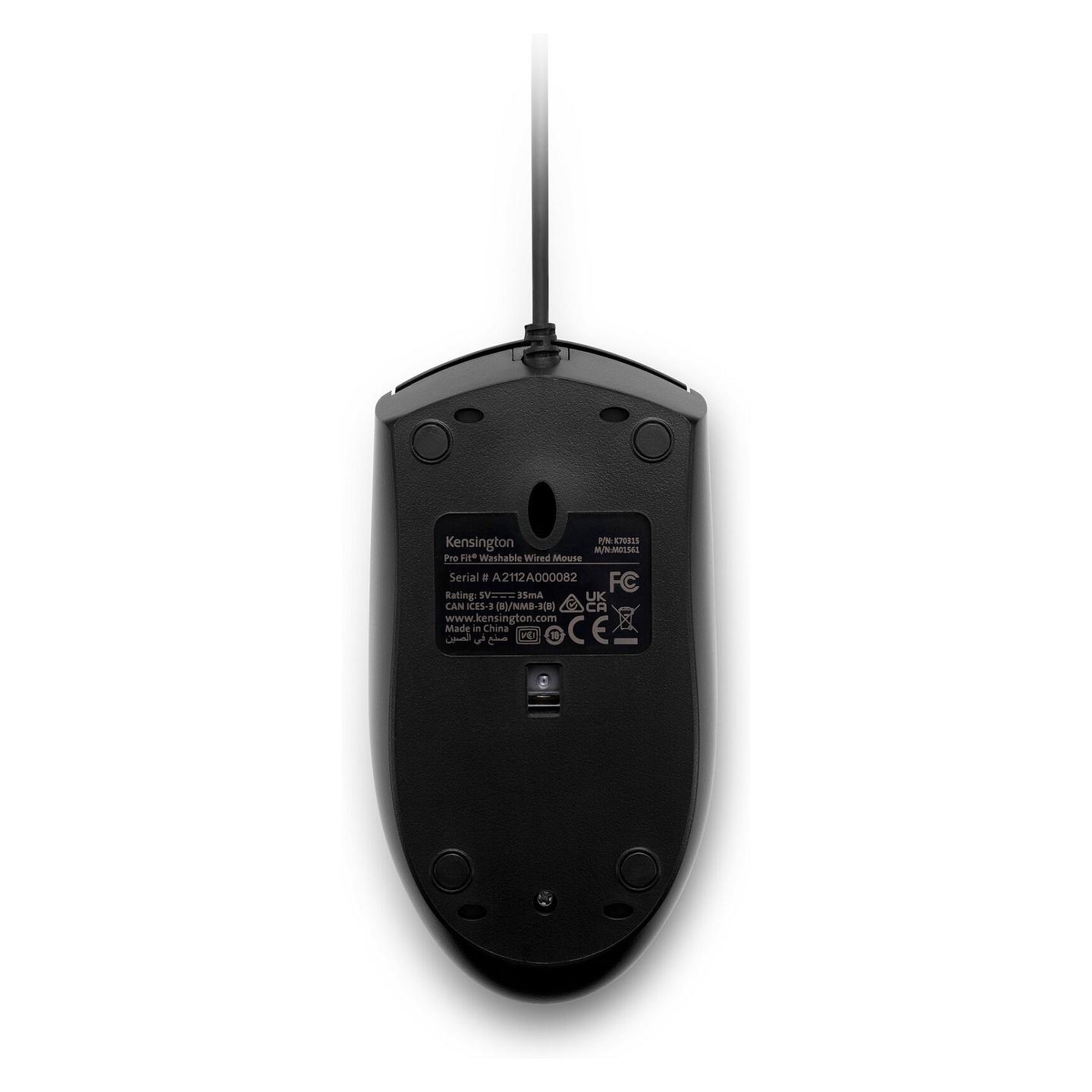 Maus me Kabllo Kensington Pro Fit Washable / Optik / 1600 DPI / 3 Butona / USB / IP67 - Zezë - 8