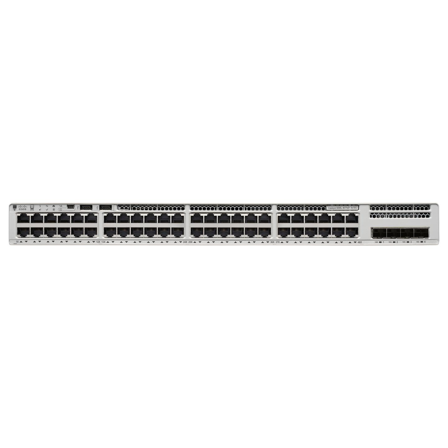 Switch Cisco Catalyst C9200L-48P-4X-E, 48x Gigabit Ethernet PoE+, 4x SFP+ 10Gbps, Network Essentials, Layer 3 Managed, Rackmount 1U - Hiri - 2