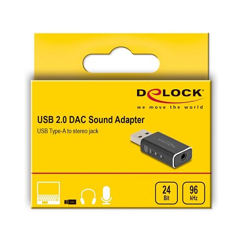 Përshtatës Audio USB DeLOCK 68001, USB 2.0 Type-A, Jack 3.5mm, 24-bit/96kHz - Zezë - 5