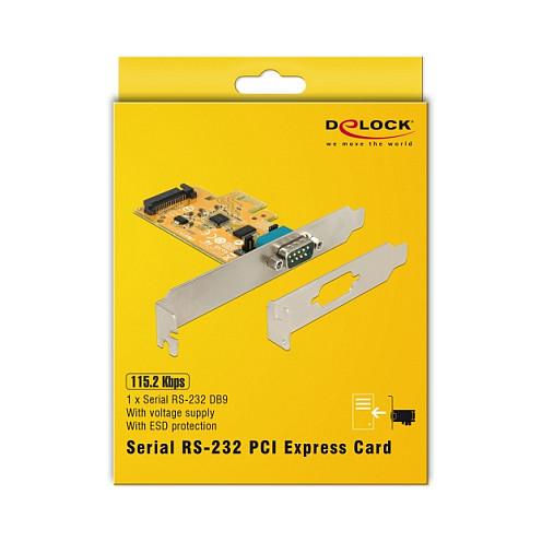 Kartë Zgjerimi PCI Express Delock 90293 / PCIe 2.0 x1 / 1x RS-232 DB9 / 115.2Kbps / Low Profile - 4