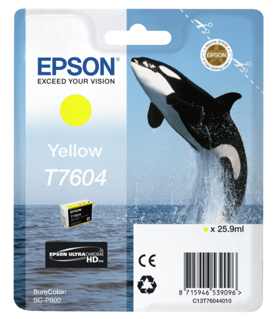 Ink Epson T7604, 25.9 ml, UltraChrome HD - Verdhë