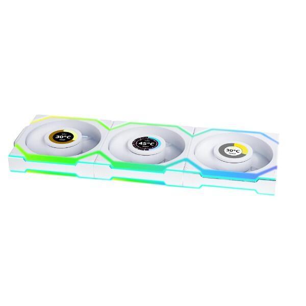 Ftohës për Kasë Lian Li UNI FAN SL Wireless LCD / 120mm / 300-1900 RPM / ARGB PWM / LCD / 3-Pack – Bardhë - 4