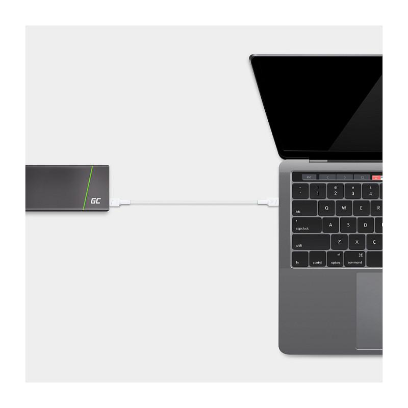 Kabllo USB Green Cell KABGC29W / USB-C në USB-C / USB 3.2 Gen 1 / 60W / 2m - Bardhë - 3