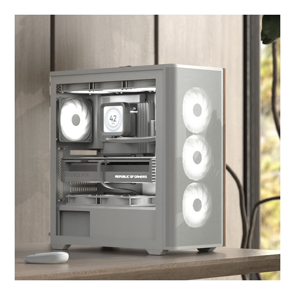 Kasë PC Aerocool D501A / Midi Tower / ATX / 120/140mm Front Fan / 120mm Side & Rear Fan / 2.5"/3.5" HDD / PSU Bottom - Zezë/Kafe - 7