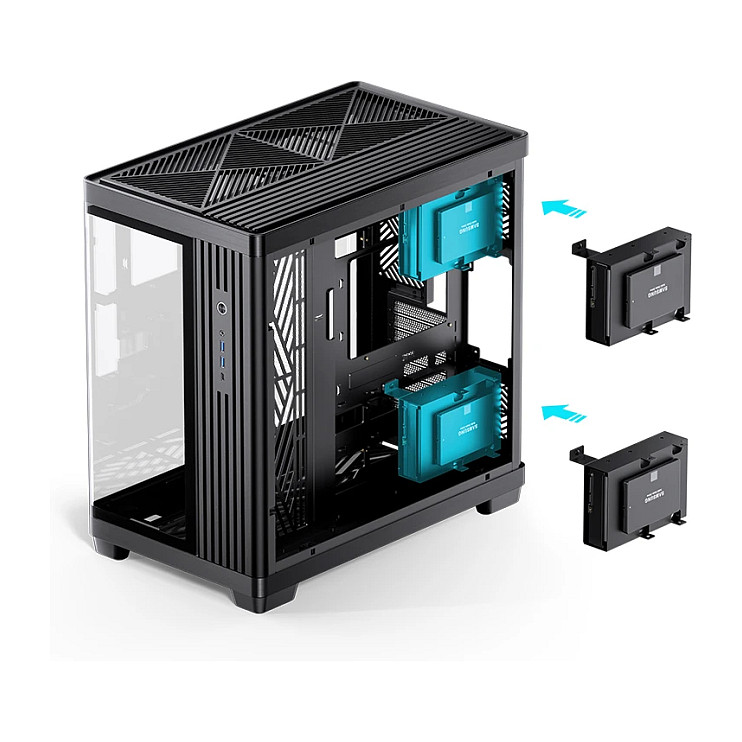 Kasë PC Jonsbo TK-4 / Midi Tower / ATX / Tempered Glass - Zezë - 9