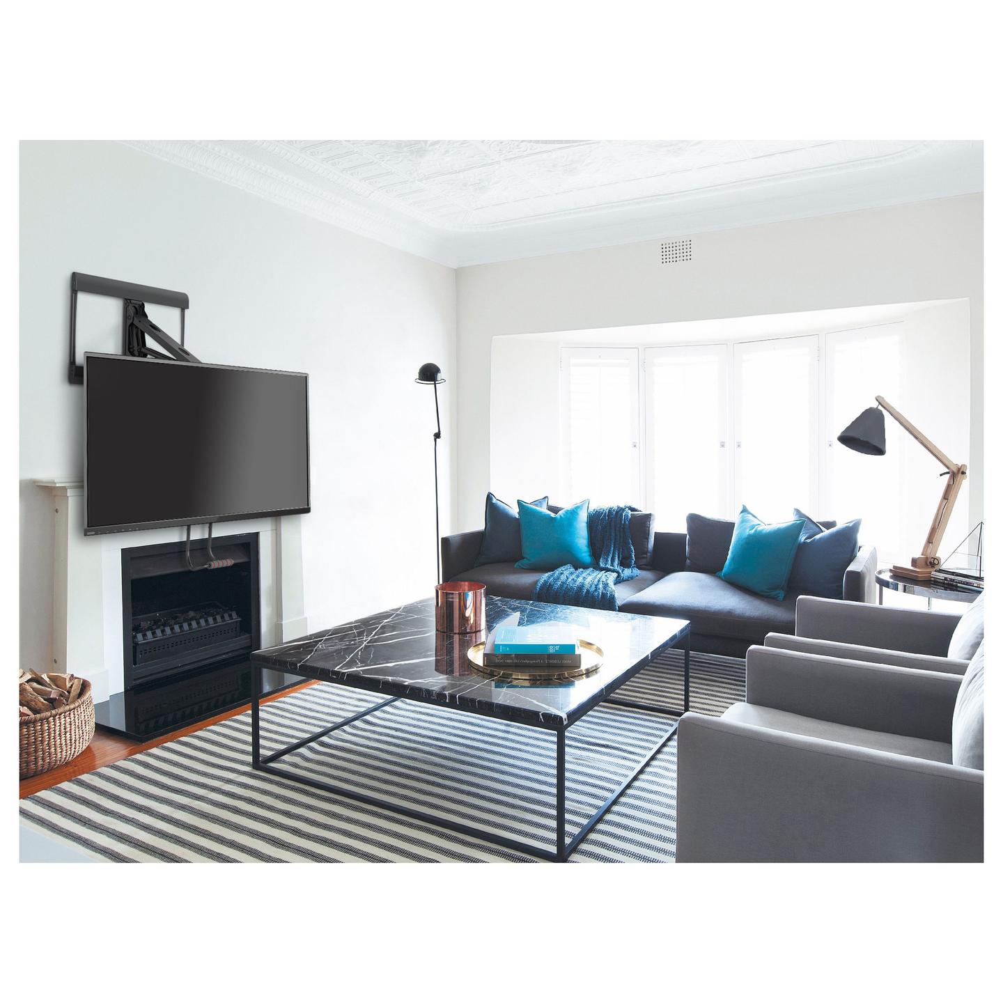 Mbajtëse Muri për TV Equip 650326 / 43"-70" / 35kg / Pull-Down / Tilt -5° deri -12° / Swivel ±30° - Zezë - 8