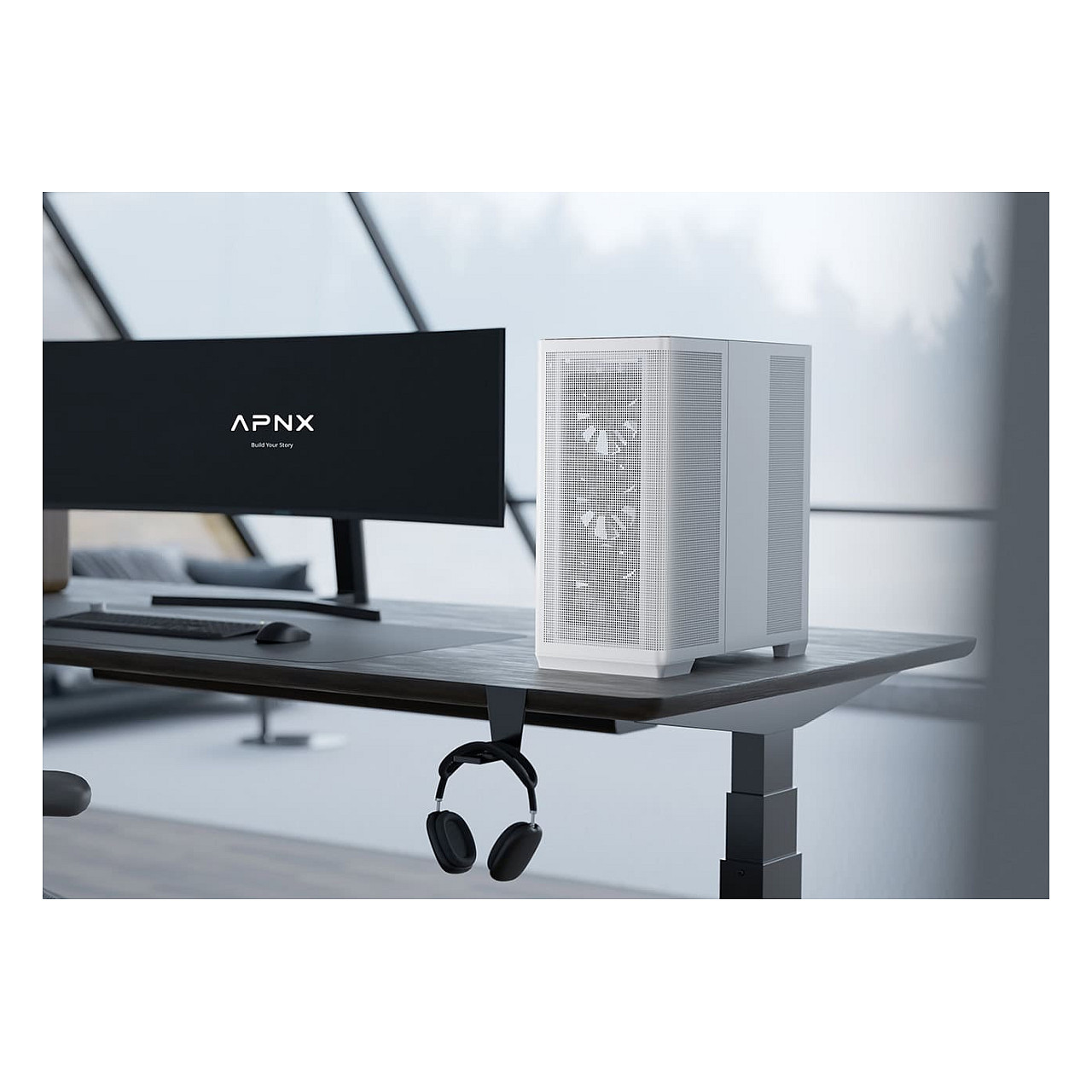 Kasë PC APNX C1-R / Midi Tower / ATX / 3x 120mm + 1x 120mm ARGB Fan / Tempered Glass - Bardhë - 7