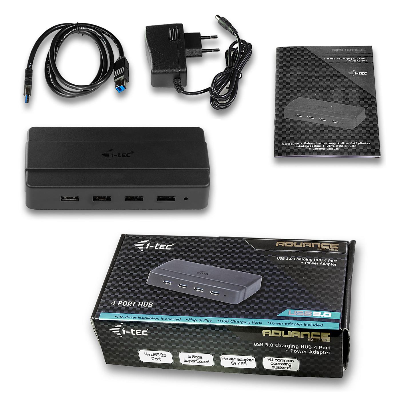 Hub USB-A i-tec U3HUB445, 4x USB-A 3.2 Gen 1, 5Gbps, BC 1.2, Adaptor Energjie - Zezë - 7