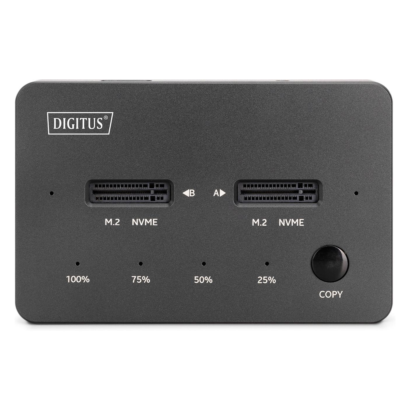 Docking Station DIGITUS DA-71545-1, për 2x SSD M.2 NVMe, USB 3.2 Gen 2, 10 Gbps, Offline Clone - Zezë - 6