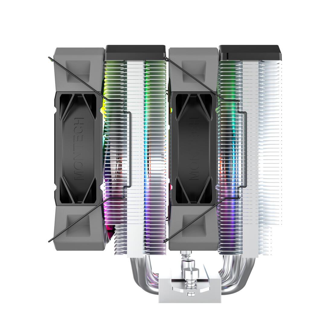 Ftohës për procesor Montech NX600 ARGB / Dual Tower / 2x 120mm ARGB Fan / 800-2000 RPM – Zezë - 4