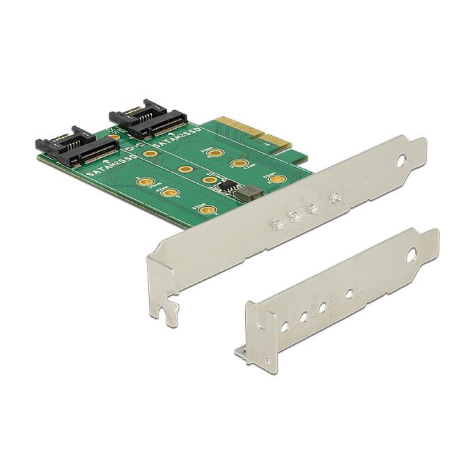 Kartë Zgjerimi PCI Express Delock 89518 / PCIe 3.0 x4 / 2x M.2 Key B SATA + 1x M.2 Key M NVMe / Low Profile