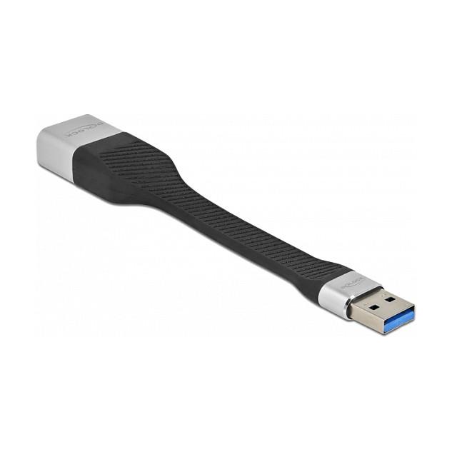 Adapter Rrjeti DeLOCK 86937, USB 3.2 Gen 1 Type-A në Gigabit LAN RJ45, 10/100/1000 Mbps, 13 cm - Zezë/Argjend - 2