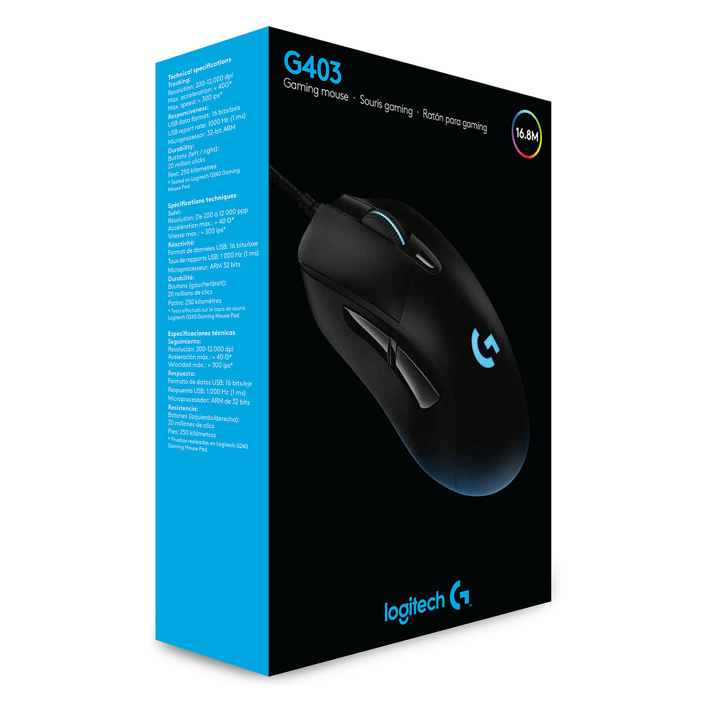 Maus Gaming Logitech G403 HERO / Wired / HERO 25K / 25.600 DPI / 1000Hz / 6 Butona / RGB - Zezë - 10