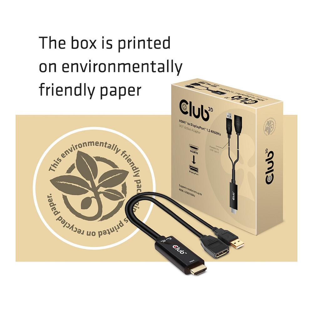 Kabllo DisplayPort Club 3D CAC-1331 / HDMI në DisplayPort / DP 1.2 / 4K 60Hz / Aktiv - Zezë - 6
