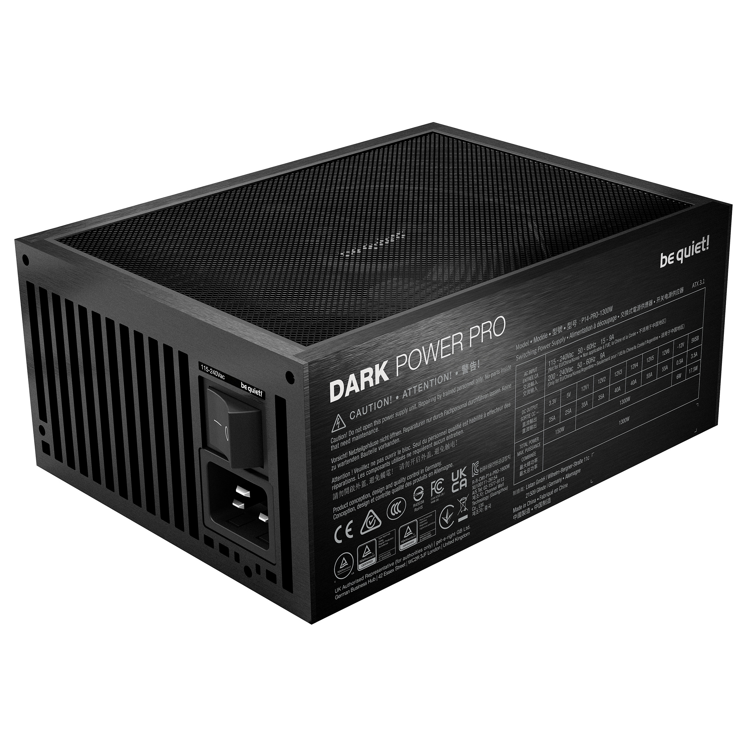 Furnizues Energjie be quiet! Dark Power Pro 14 IO / BP022EU / 1300W / ATX / 80 PLUS Titanium / ATX 3.1 / Fully Modular – Zezë - 3