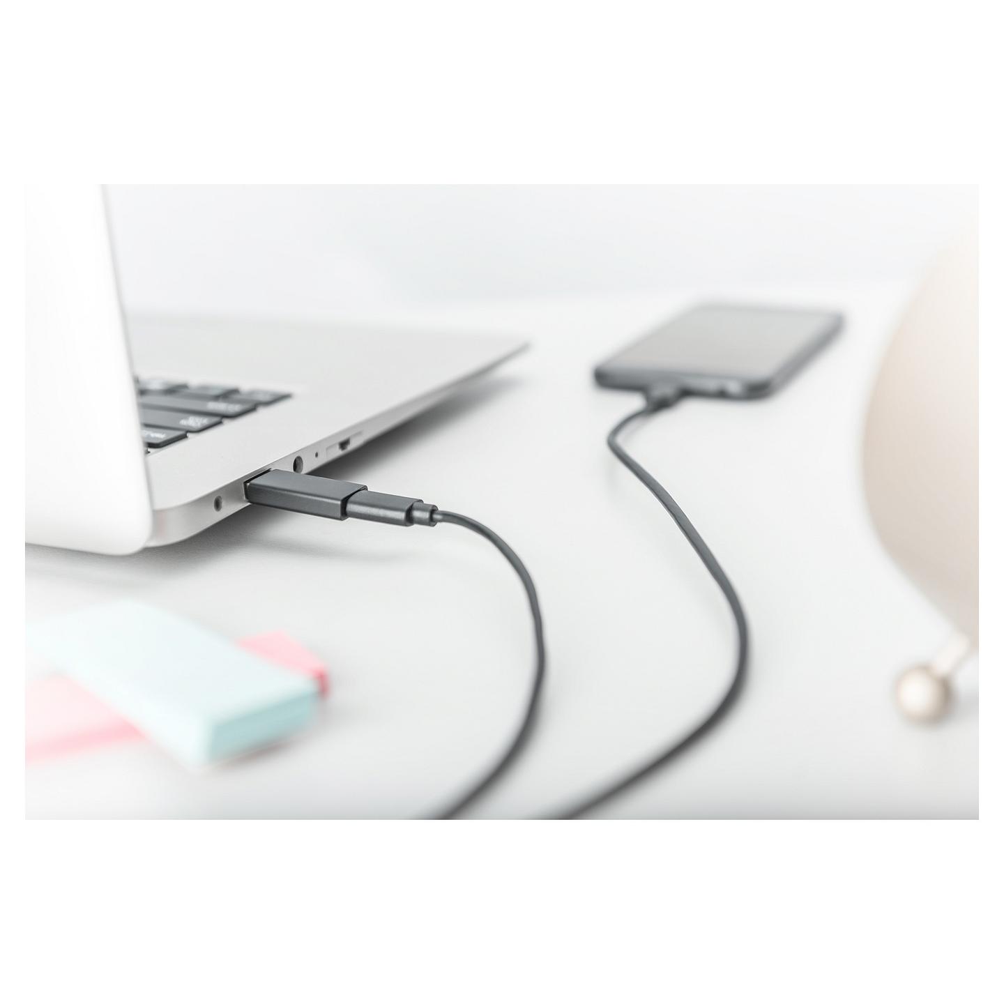 Adapter USB Digitus AK-300524-000-S , USB-A Mashkull në USB-C Femër , USB 3.0 , 5Gbps , 3A - Zezë - 5
