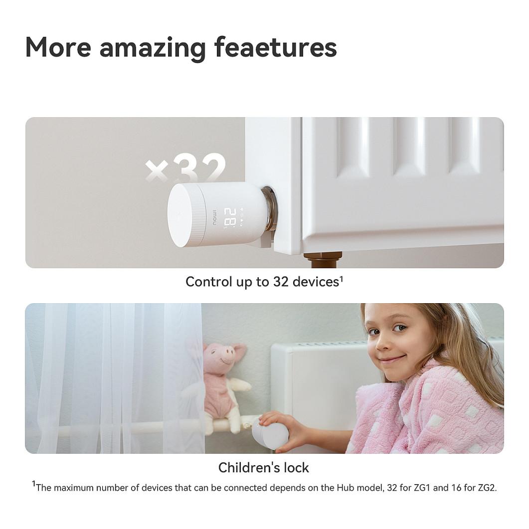 Termostat Inteligjent për Radiator Imou TRV1, ZigBee 3.0, 5–35°C, ±0.5°C, 2× AA, 6 Adaptorë - Bardhë - 23