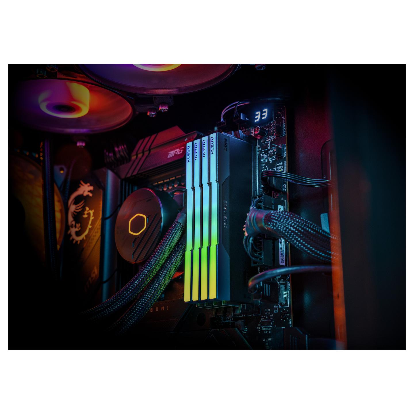 Memorie DDR5 KLEVV CRAS V RGB, 32GB (2x16GB), 6400MT/s, CL30, AMD EXPO, Intel XMP, RGB - Zezë - 17