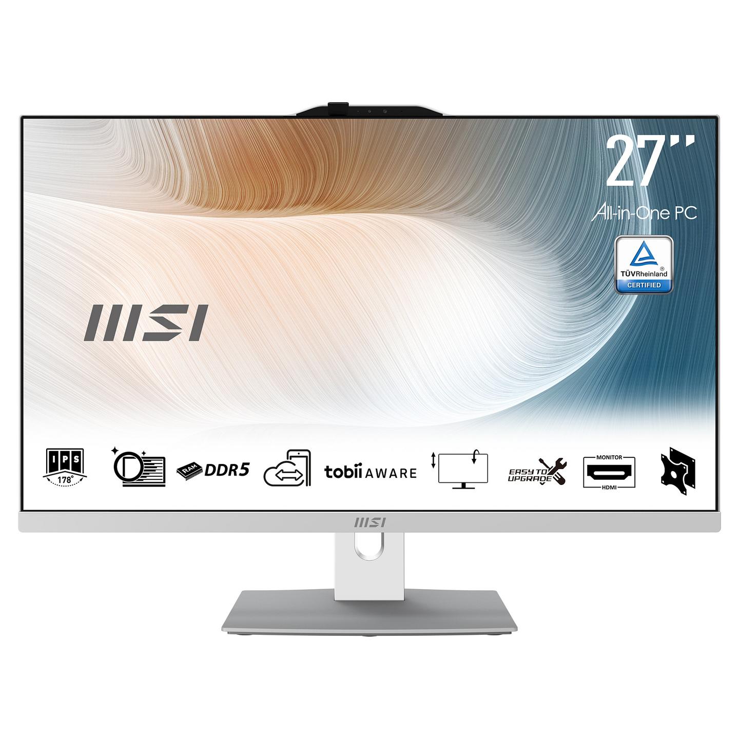 AIO MSI Modern AM272P 1M-1426AT, Core 5 120U, 16GB DDR5, 512GB, 27" FHD IPS 75Hz, Intel Graphics, Tastierë & Maus - Bardhë - 11