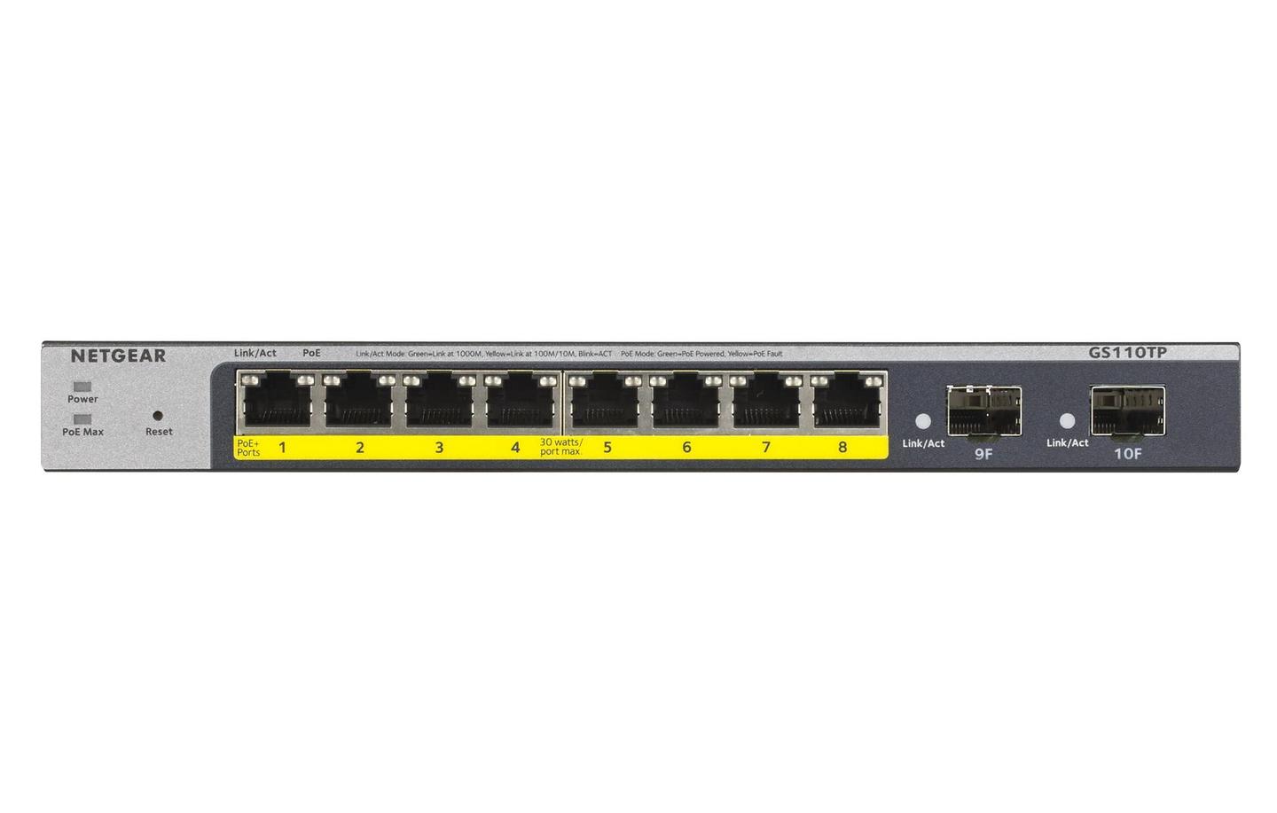 Switch Netgear GS110TP / GS110TP-300EUS / 8x Gigabit PoE+ / 2x SFP / 55W – Gri - 2
