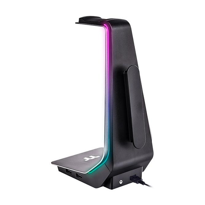 Mbajtëse për kufje gaming Thermaltake ARGENT HS1 RGB, alumin, ndriçim RGB, 2 porta USB 3.0, dalje audio 3.5 mm, bazë kundër rrëshqitjes - Gri, Zezë - 5