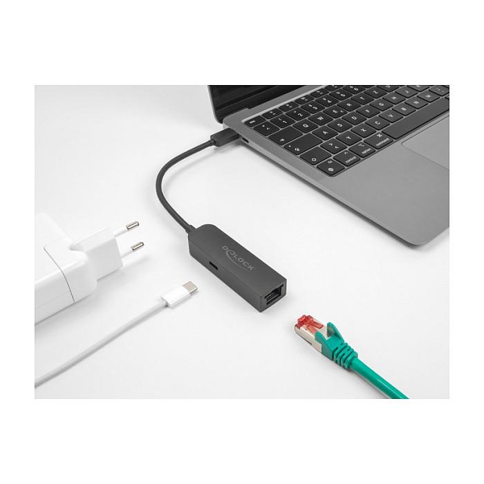 Adapter Rrjeti USB DeLOCK 66938 / USB Type-C / 2.5 Gigabit LAN / RJ45 / PD 100 W / Realtek RTL8156B - Zezë - 2