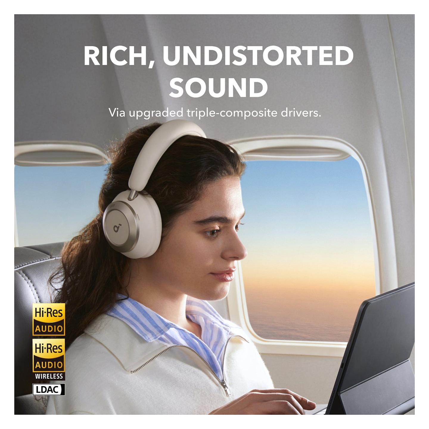 Kufje pa kabllo Soundcore Space One Pro / Bluetooth 5.3 / ANC / 40mm / 60 orë / USB-C - Bardhë - 4