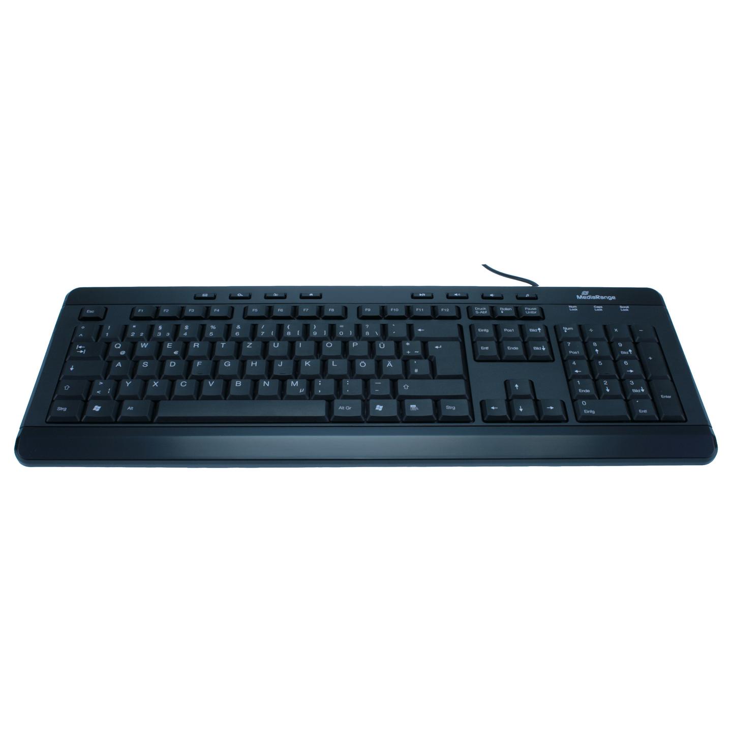 Tastierë me kabllo MediaRange Multimedia / MROS102 / USB / QWERTY / 8 Taste Multimediale / Plug & Play – Zezë - 3