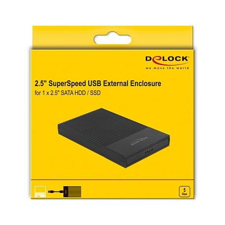 Këllëf për HDD/SSD DeLOCK 42011 / 2.5" SATA / USB 3.2 Gen 1 / 5Gbps – Zezë - 4