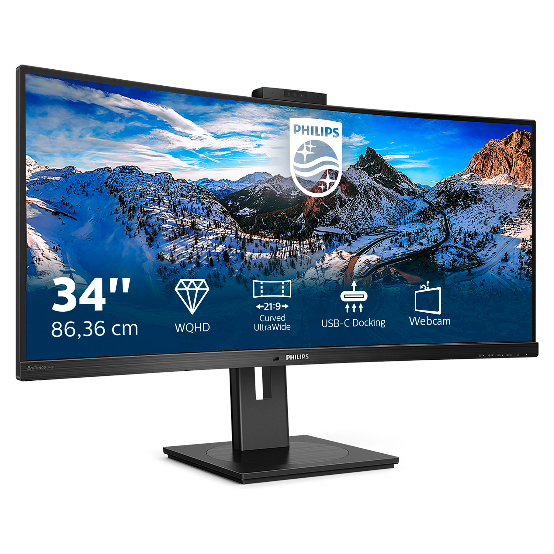 Monitor Philips P Line 346P1CRH/00 / 34" / UWQHD VA Curved / 100Hz / 4ms / HDMI+DisplayPort+USB-C - Zezë - 3
