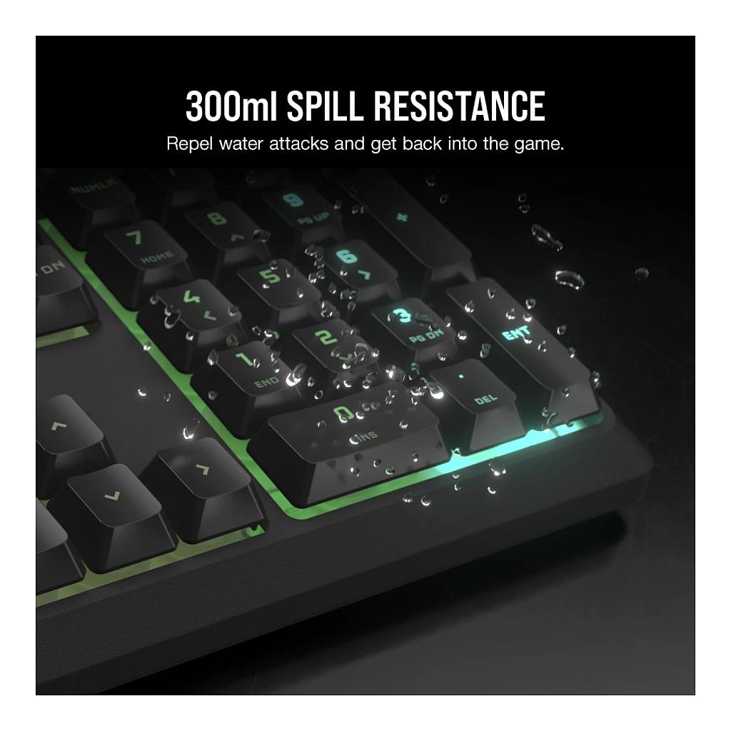 Tastierë Gaming Corsair K55 Core RGB / QWERTZ (DE) / Membrane / 110 Taste / 10-Zone RGB / 1000 Hz / 12-Key Rollover / 6 Makro / USB-A – Zezë - 13