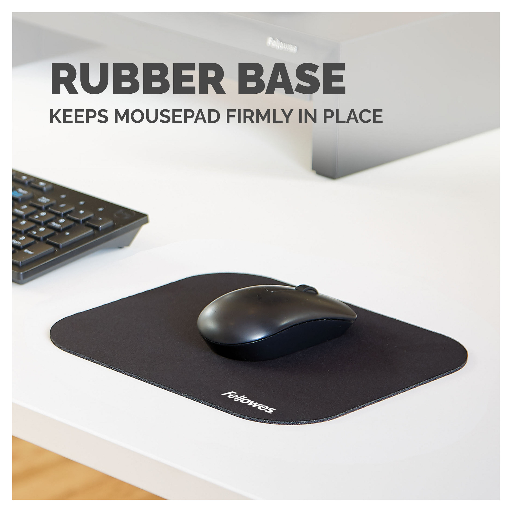 Mauspad Fellowes 58024 / Sipërfaqe Poliesteri / Gome Anti-rrëshqitëse / 232 × 210 × 4 mm - Zezë - 3