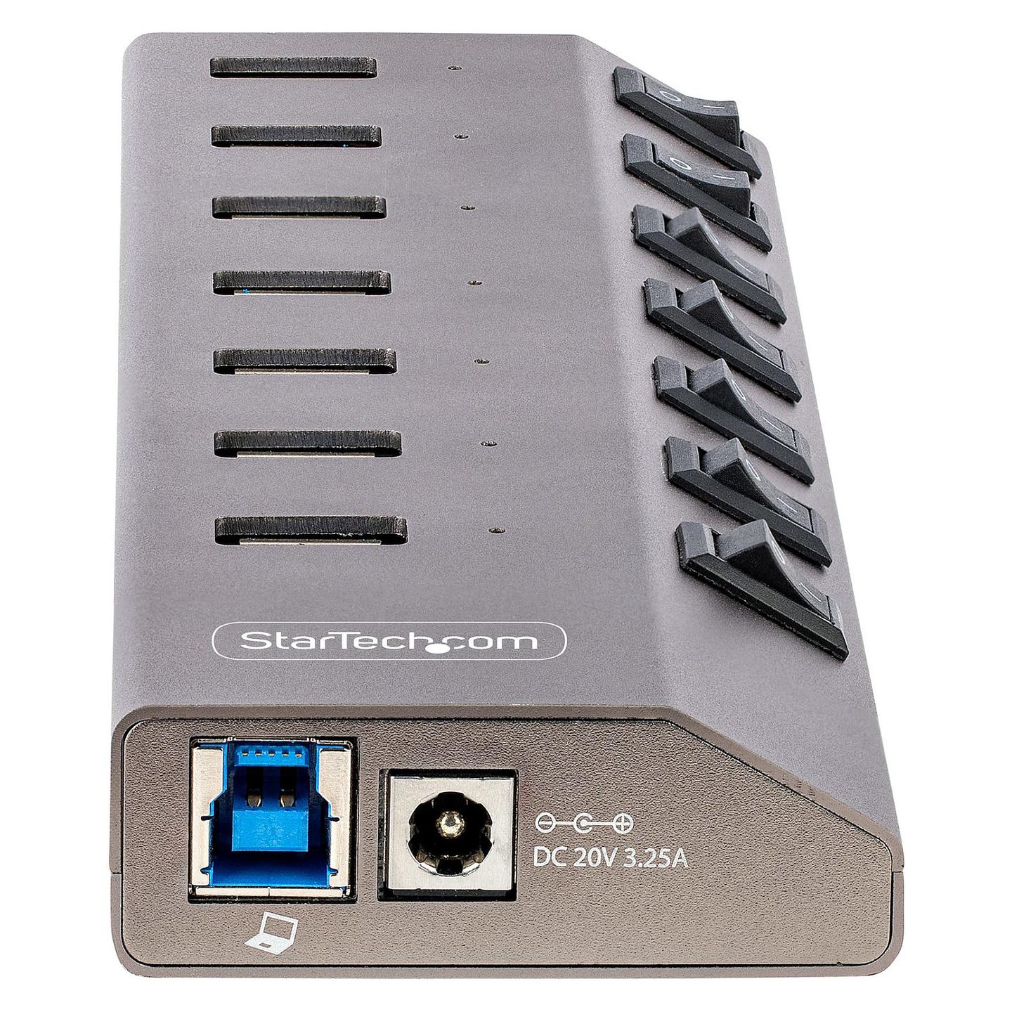 Hub USB StarTech.com 5G7AIBS-USB-HUB-EU, 7× USB-A, USB 3.2 Gen 1, 5 Gbps, Ndërprerës Individualë, Adapter 65 W – Gri - 4
