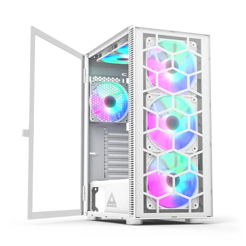 Kasë Montech X3 Glass White / ATX Mid-Tower / 3x140mm RGB (Para) + 2x120mm RGB (Sipër) + 1x120mm RGB (Prapa) / 3xUSB A / Xham i Temperuar – Bardhë - 2