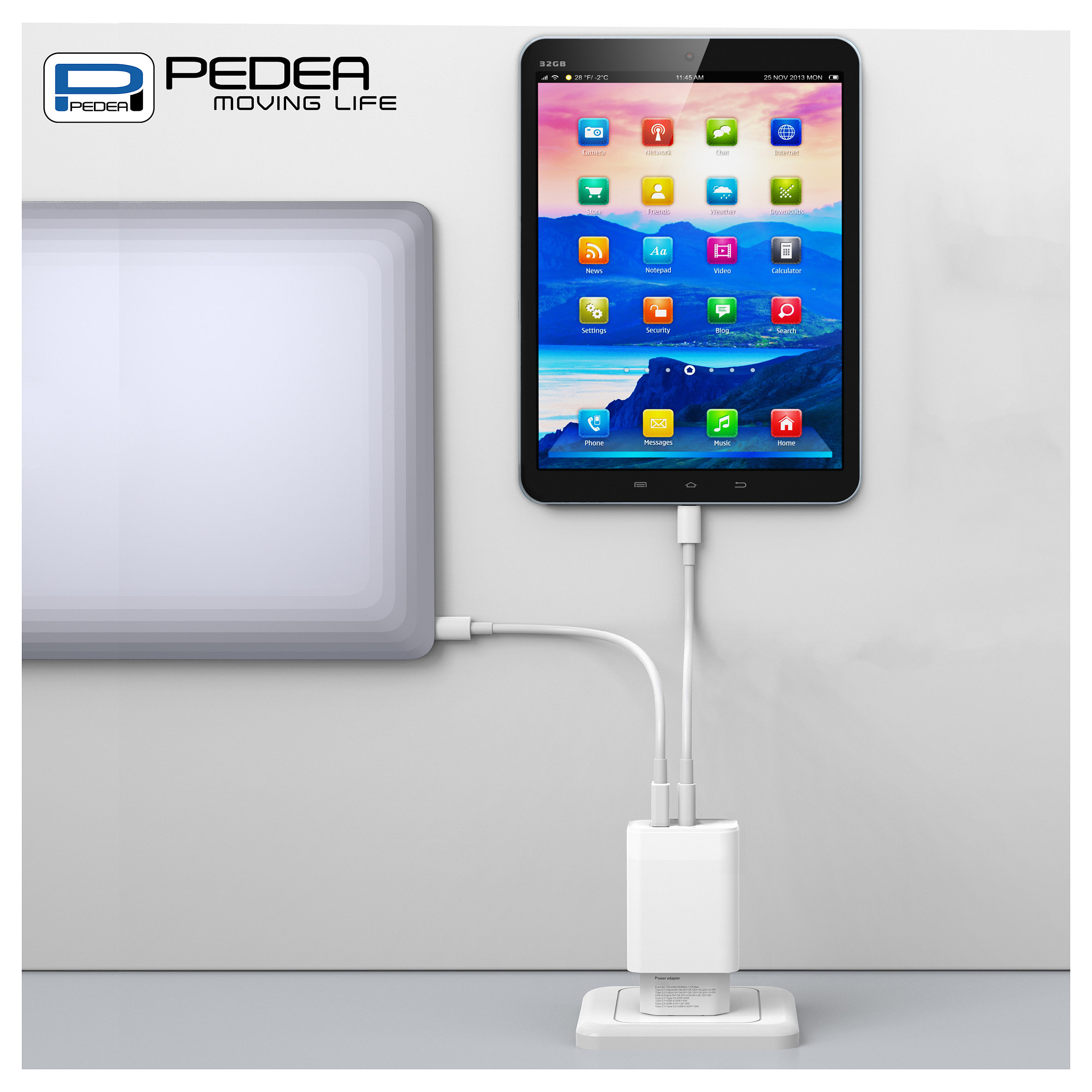 Karikues PEDEA Dual Mini / USB-C, USB-A / PD / 30W – Bardhë - 5