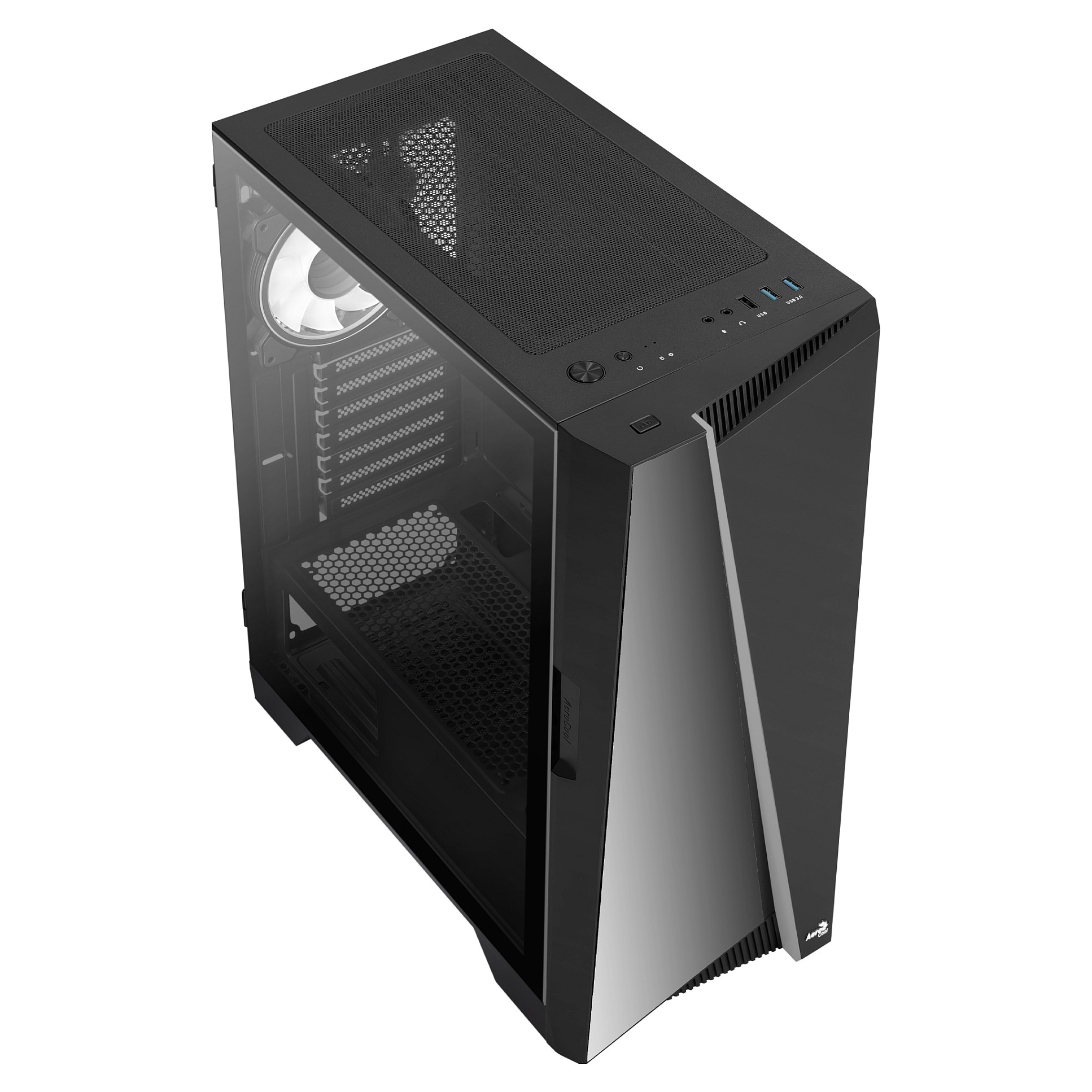 Kasë PC Aerocool Mirage / Midi Tower / ATX / 1x 120mm ARGB Fan / Tempered Glass - Zezë - 6