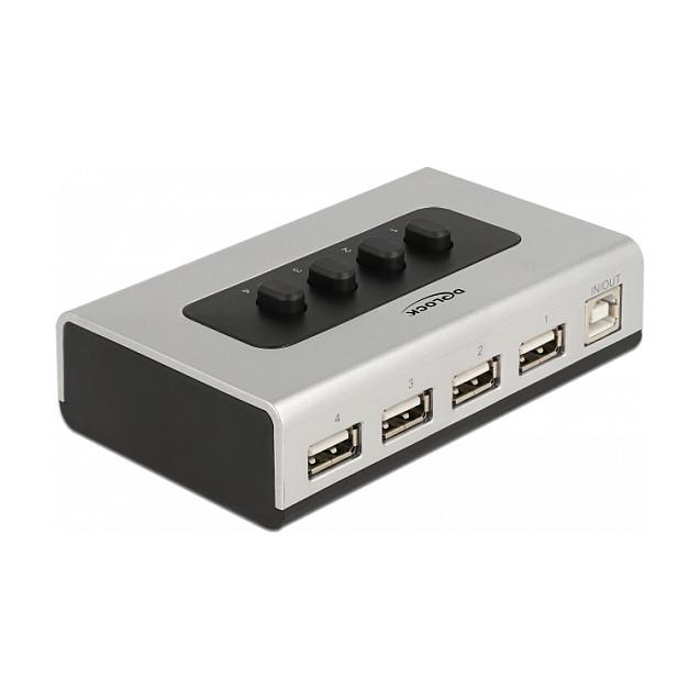 Switch USB DeLOCK 87762, USB 2.0, 1x USB-B, 4x USB-A, 480 Mbps - Argjendtë