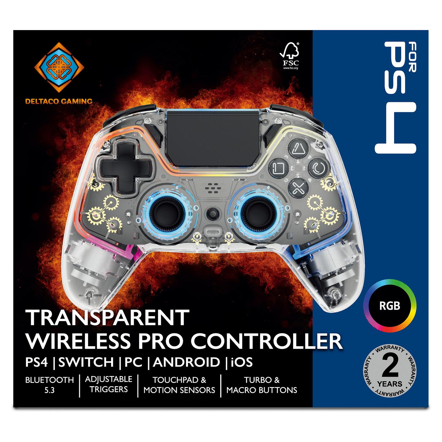 Kontroller për Sony DELTACO GAM-169-T Playstation 4 / Wireless / Bluetooth – Transparent - 12