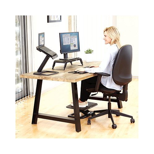Mbajtëse për Monitor Fellowes Hana 8060501 / deri 18kg / 3 Nivele Lartësie / 4x USB / Tavolinë - Zezë - 4
