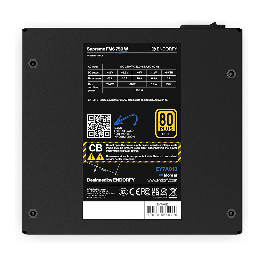 Furnizues Energjie Endorfy Supremo FM6 / 750W / ATX 3.1 / 80 PLUS Gold / Fully Modular - Zezë - 8