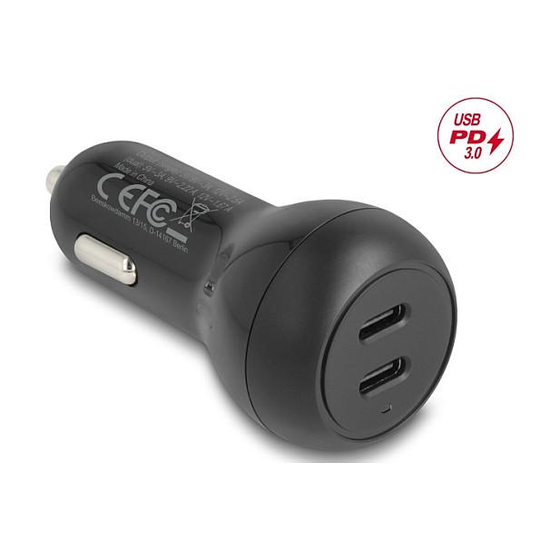 Karikues për Vetura DeLOCK 64330 / 2× USB Type-C / PD 3.0 / 40 W - Zezë - 2