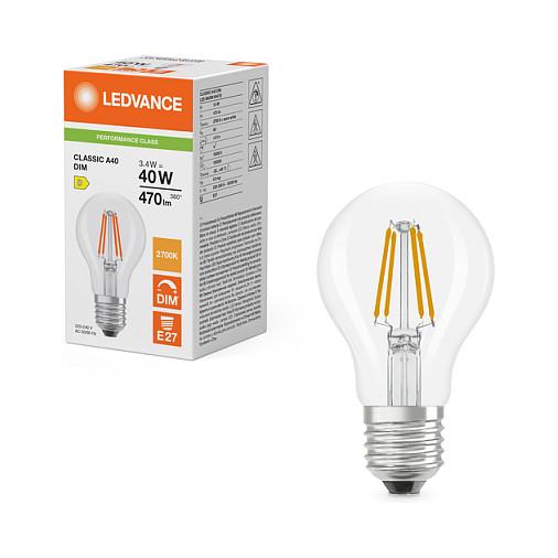 Llambë LED OSRAM LED Classic A 40 Filament DIM P, 3.4W, E27, 470lm, 2700K, E rregullueshme - Transparente - 5