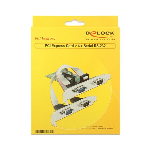 Kartë Zgjerimi PCI Express Delock 89557 / PCIe 2.0 x1 / 4x RS-232 DB9 / 921.6Kbps / ASIX AX99100 / Low Profile - 4