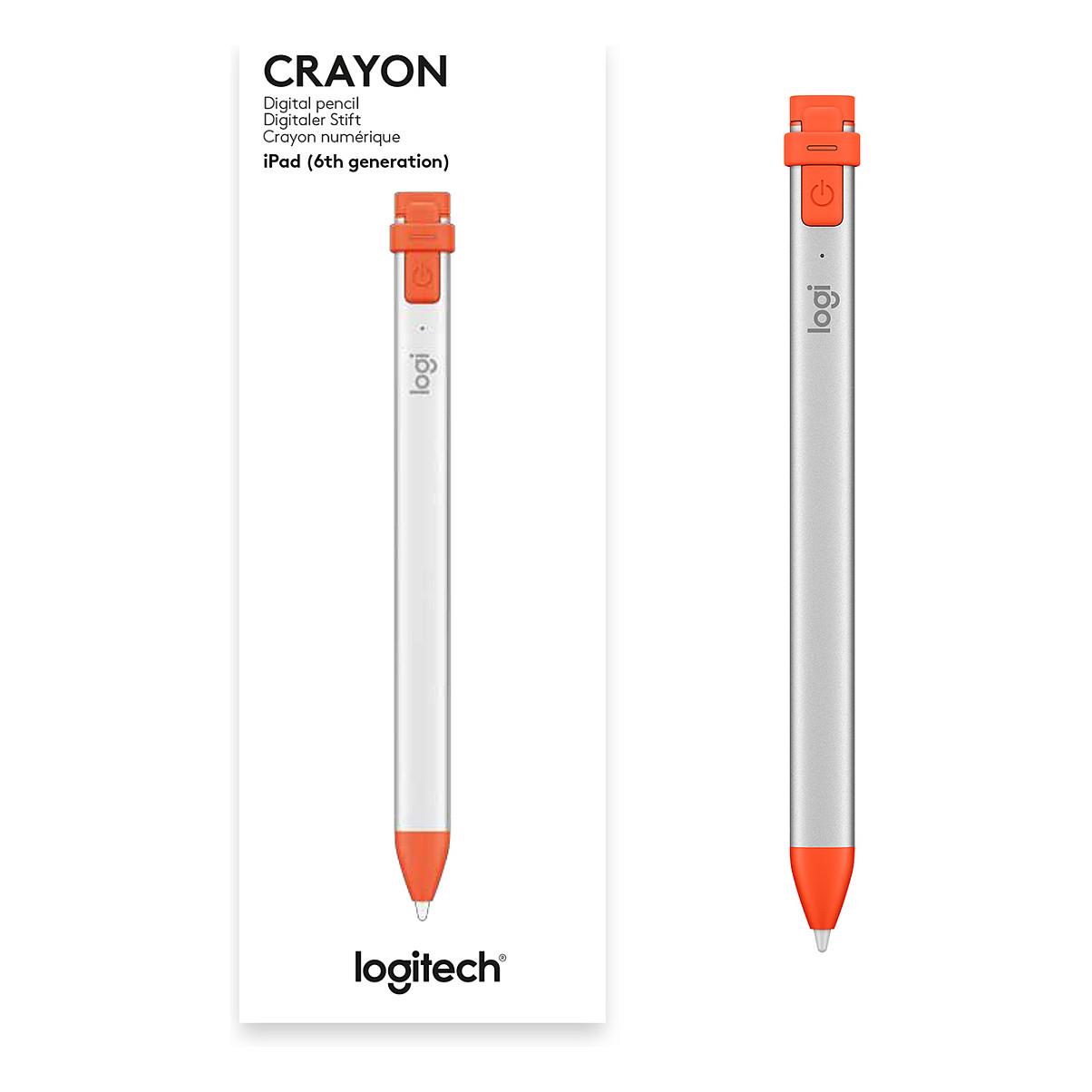 Laps Digjital Logitech Crayon / Wireless / Apple Pencil Technology / Palm Rejection / Tilt Sensitive / 7.5 Orë - Argjend/Portokalli - 14