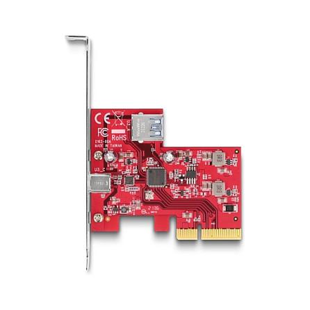 Kartë Zgjerimi Delock 90158, PCI Express 3.0 x4, 1x USB-C + 1x USB-A i Brendshëm, 10Gbps, ASMedia ASM3142, Low Profile - Kuqe - 3