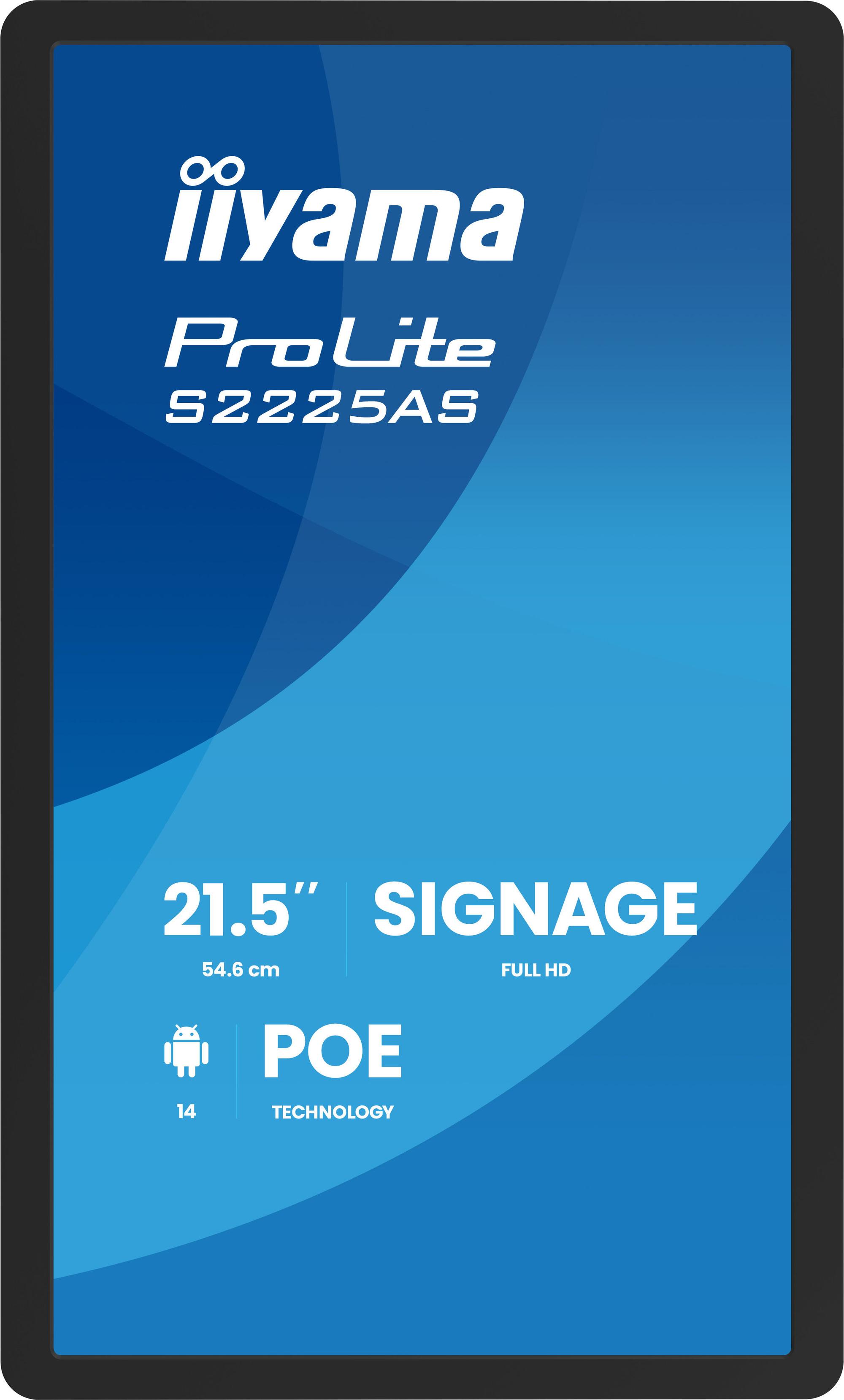 Monitor Digital Signage iiyama ProLite S2225AS-B1P / 21.5" / Full HD VA / 60Hz / HDMI+DisplayPort - Zezë - 2